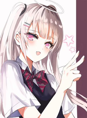Anime girl with silver hair and purple eyes