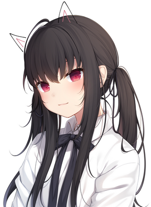 Anime girl with black hair and cat ears