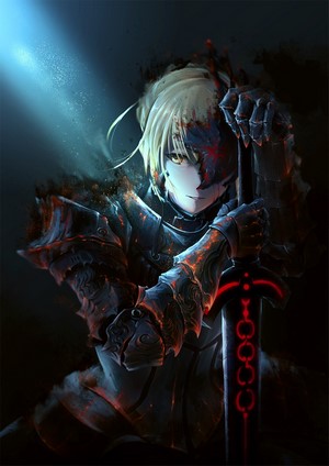Saber Alter in Moonlight with Excalibur