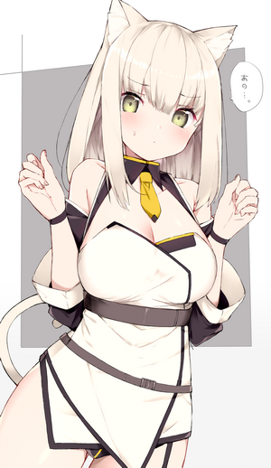 Cat girl with green eyes and ash blonde hair