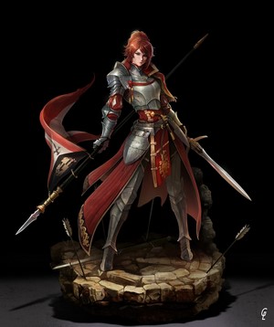 Warrior Woman with Spear and Sword