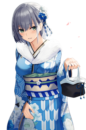 Shirogane Noel from Hololive wearing a blue kimono