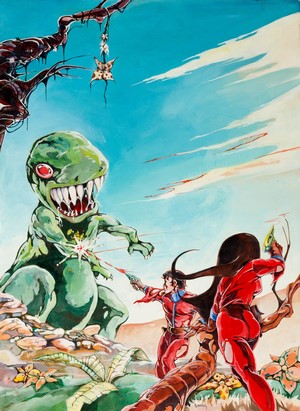Pulp Magazine Cover Art: Dinosaur Attack