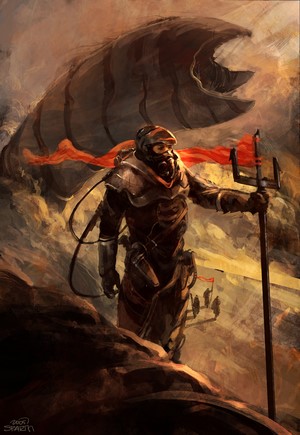 Paul Atreides and Sandworm from Dune by Sparth