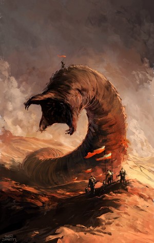 Sandworm on Arrakis from Dune series by Sparth