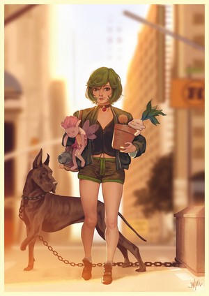 Schierke with Green Hair and Dog from Berserk