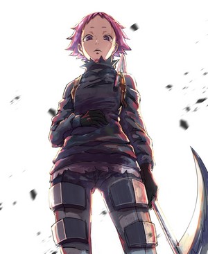 Ebisu from Dorohedoro holding a scythe