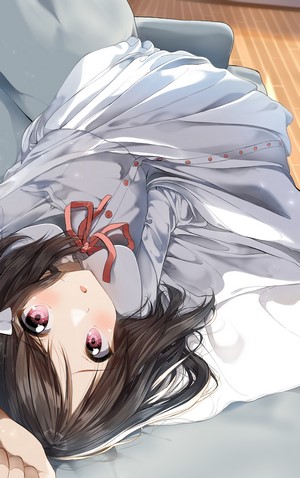 Anime girl lying on a couch