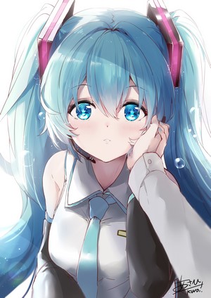 Hatsune Miku from Vocaloid, artwork by Asahi Kuroi