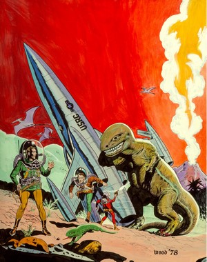 Wallace Wood's Retro Sci-Fi Rocket with Dinosaurs