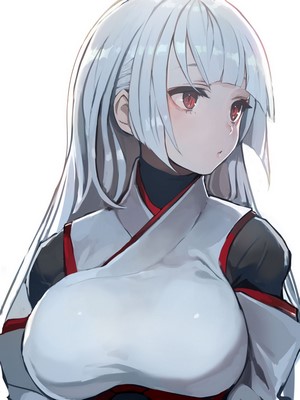 Anime girl with silver hair and red eyes