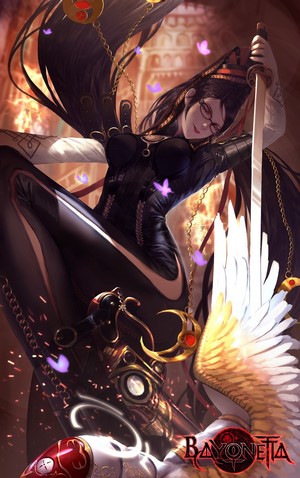 Bayonetta Character Digital Art in Dynamic Pose