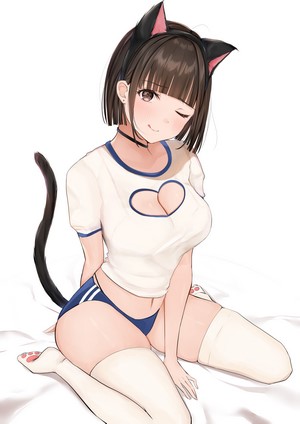 Nekomimi Cat Girl with Short Brown Hair