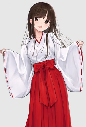 Zuima Portrait of Anime Miko in Traditional Japanese Clothes