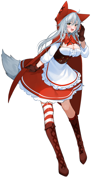 Anime girl with wolf tail and red hood