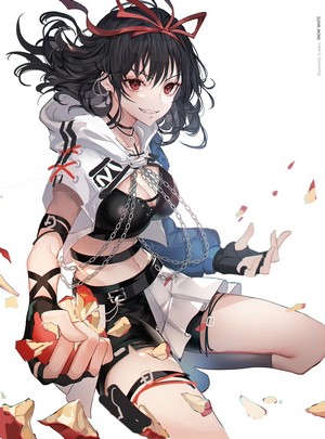 Snow White Anime Girl with Red Eyes