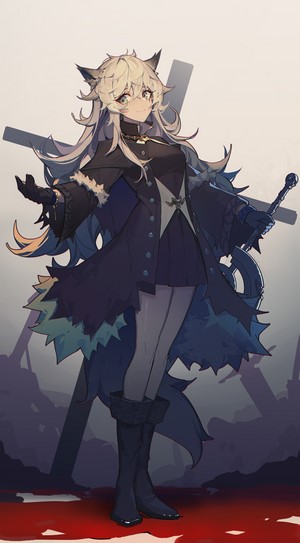 Lappland from Arknights holding a sword
