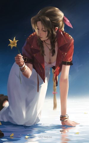 Aerith Gainsborough Reflective Moment Final Fantasy VII