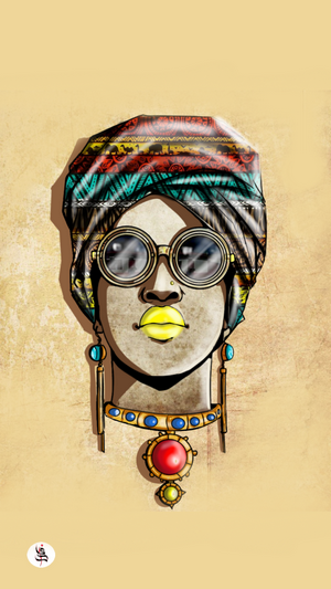 Illustration of a woman with a turban and sunglasses