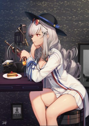 Dunkerque from Azur Lane at a bar