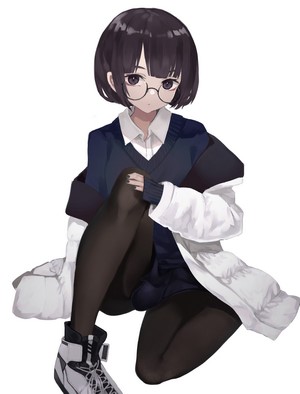 Anime girl with glasses and short dark hair