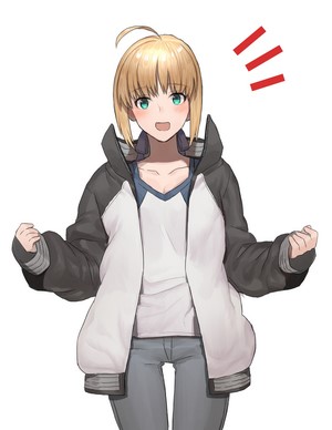 Saber from Fate Series in a jacket
