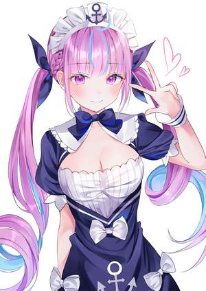 Minato Aqua from Hololive, anime girl in maid outfit