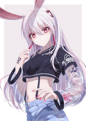 Bunny Girl with White Hair and Red Eyes