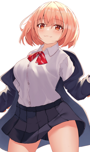 Anime girl with short brown hair and school uniform