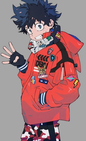 Deku from Boku no Hero Academia in Red Jacket