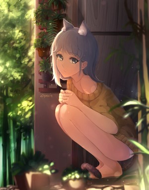 Anime Cat Girl in Yellow Sweater