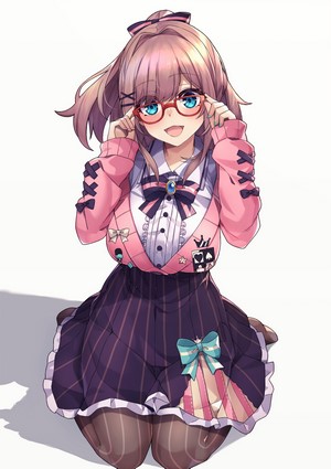 Suzuhara Lulu from Nijisanji wearing glasses and kneeling