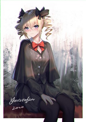 Anime girl with blonde hair and purple eyes