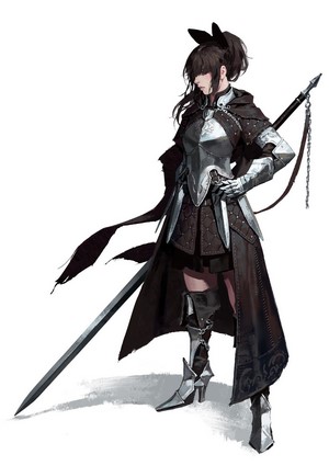 Fantasy Knight with Sword and Spear