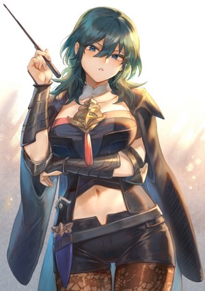 Byleth from Fire Emblem holding a wand