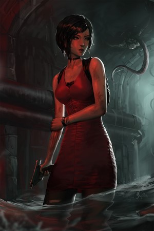 Ada Wong from Resident Evil 2 holding a gun