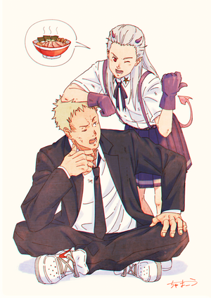 Noi and Shin from Dorohedoro with ramen