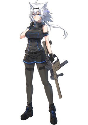 blue eyes, Ashisi, silver hair, pantyhose, portrait display, weapon ...