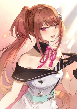Anime girl with violet eyes and side ponytail