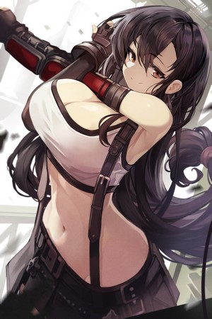 Tifa Lockhart from Final Fantasy VII stretching