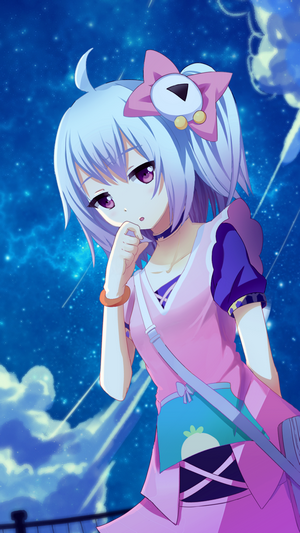 Anime girl with purple eyes and pink bow