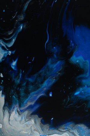 Abstract blue and black fluid art