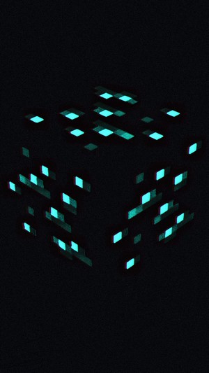Cyan Minecraft ore block in darkness
