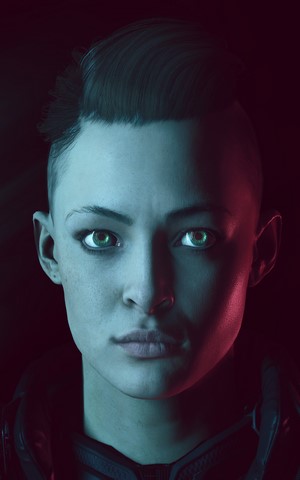 Woman with green eyes from Star Citizen