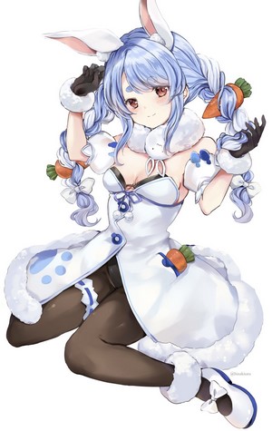 Usada Pekora from Hololive, anime bunny girl with blue hair