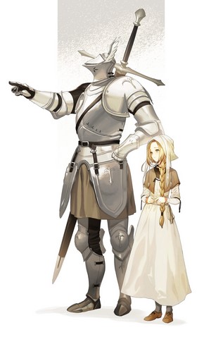 Knight in shining armor with a young girl