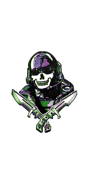 Ghost from Call of Duty with crossed knives