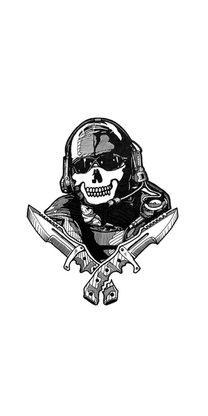 Ghost from Call of Duty with crossed knives