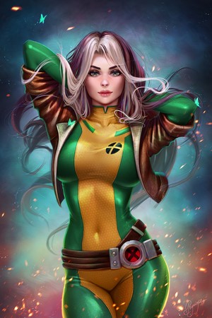 Rogue from X-Men in Green Bodysuit