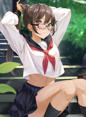Shy Anime Girl in School Uniform by Icomochi